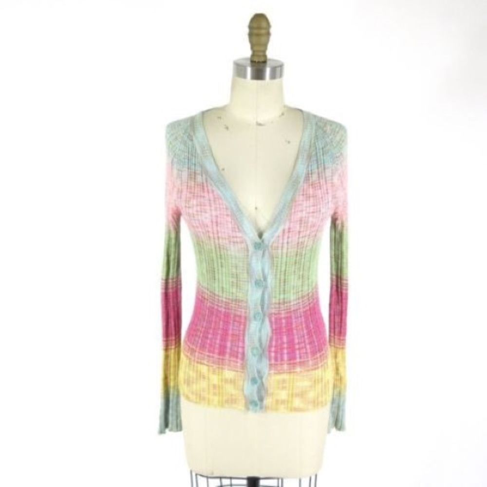 M MISSONI Womens Multicolor Striped Cardigan